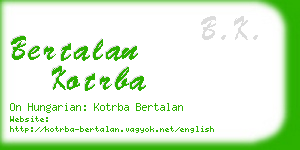 bertalan kotrba business card